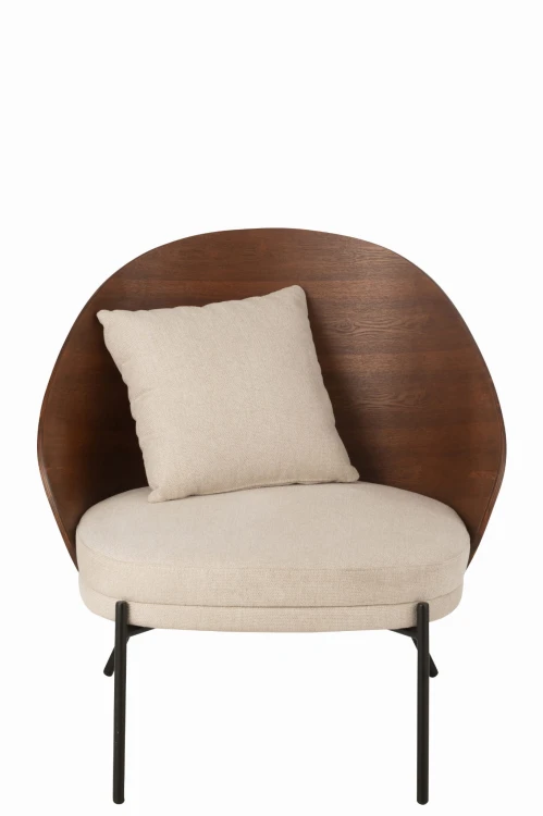 fotel lounge lone ply drewno metal brown beige j-line