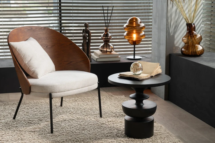 fotel lounge lone ply drewno metal brown beige j-line