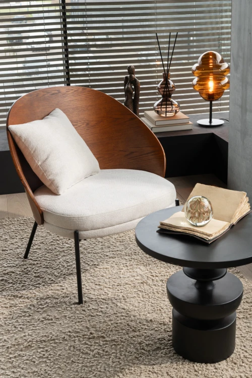 fotel lounge lone ply drewno metal brown beige j-line