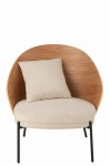 krzesło lounge lone ply metal drewno natural beige j-line