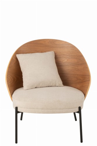 krzesło lounge lone ply metal drewno natural beige j-line