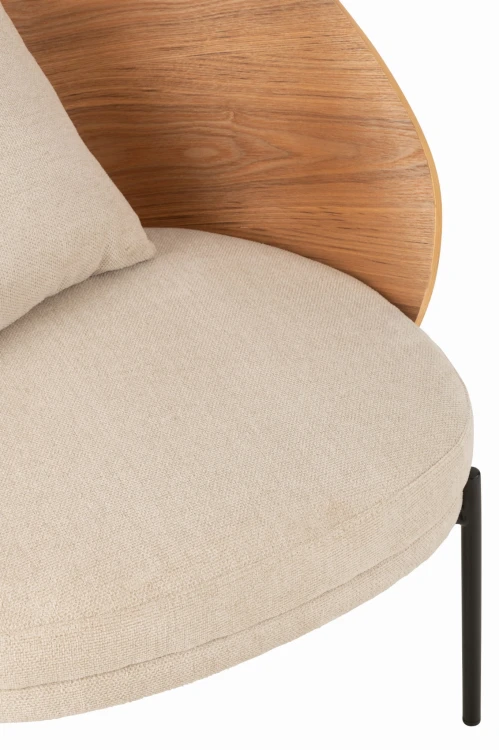 krzesło lounge lone ply metal drewno natural beige j-line