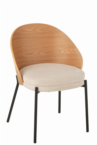 krzesło lone ply drewno metal natural beige j-line