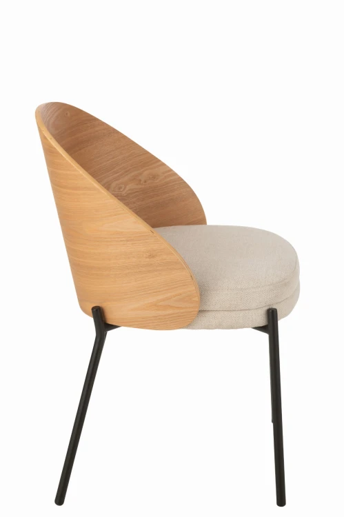 krzesło lone ply drewno metal natural beige j-line