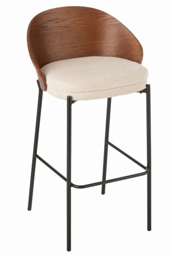 krzesło barowe lone ply drewno metal brown beige j-line