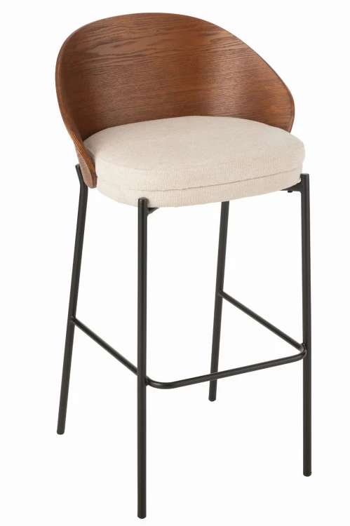 krzesło barowe lone ply drewno metal brown beige j-line