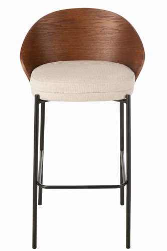 krzesło barowe lone ply drewno metal brown beige j-line
