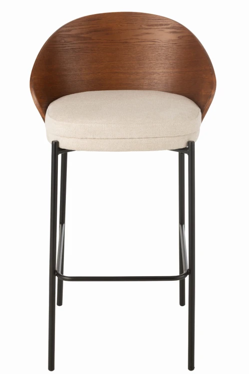krzesło barowe lone ply drewno metal brown beige j-line