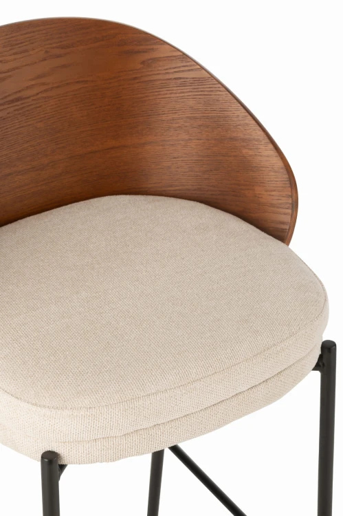krzesło barowe lone ply drewno metal brown beige j-line