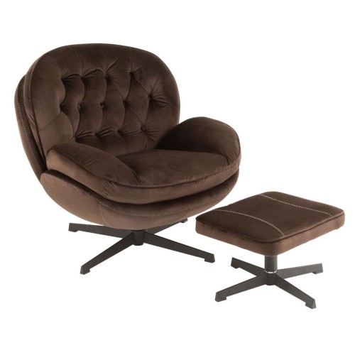 sofa fotel relax z podnóżkiem ciemny brąz