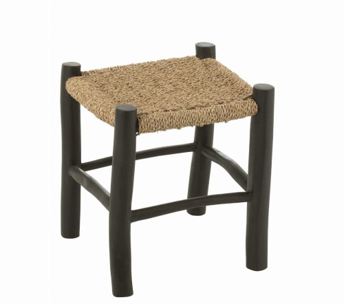 stołek square teak seagrass black j-line
