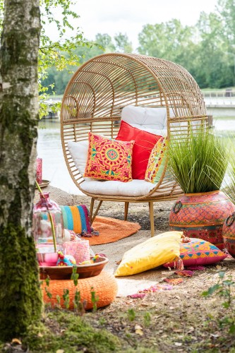 fotel ogrodowy lounge oval w kolorze naturalnym j-line