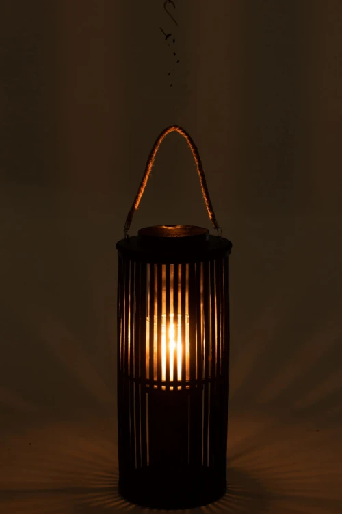 lampion tuba podłużny bambusowy czarny j-line