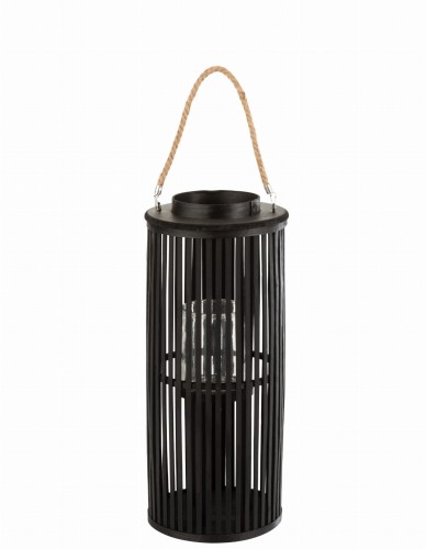 lampion tuba podłużny bambusowy czarny j-line