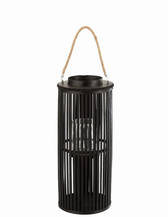 lampion tuba podłużny bambusowy czarny j-line