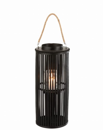 lampion tuba podłużny bambusowy czarny j-line