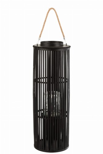 lampion tube bambusowy czarny duży j-line