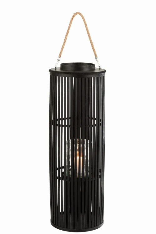 lampion tube bambusowy czarny duży j-line