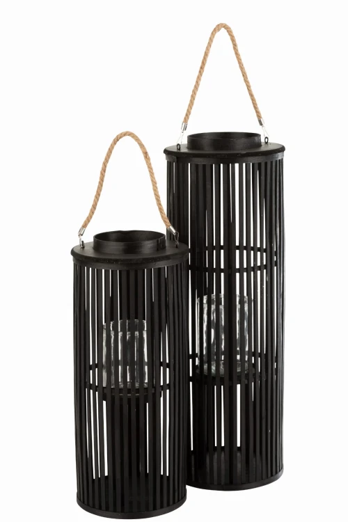 lampion tube bambusowy czarny duży j-line