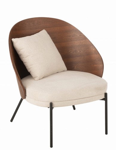fotel lounge lone ply drewno metal brown beige j-line