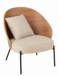 krzesło lounge lone ply metal drewno natural beige j-line
