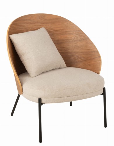 krzesło lounge lone ply metal drewno natural beige j-line