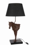 lampa stołowa brązowy koń z czarnym kloszem j-line