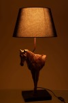 lampa stołowa brązowy koń z czarnym kloszem j-line