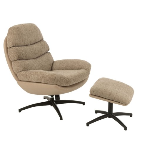 fotel relax z podnóżkiem szary j-line