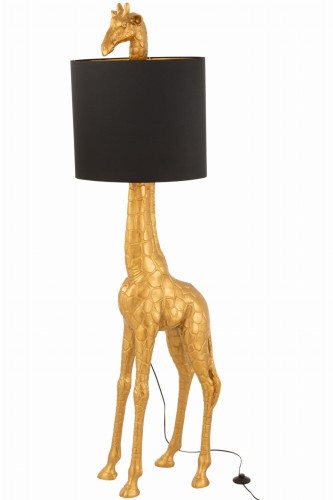 lampa stojąca żyrafa poly złota z czarnym kloszem j-line