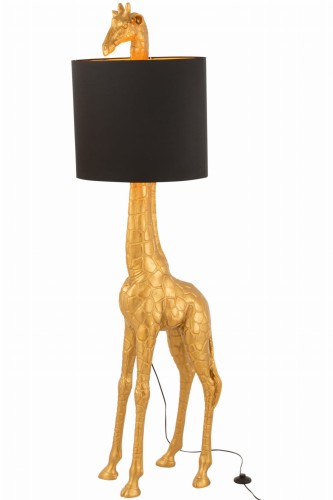 lampa stojąca żyrafa poly złota z czarnym kloszem j-line