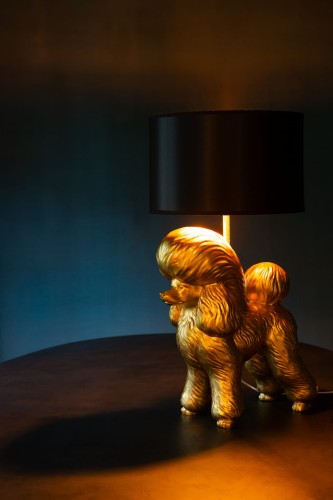 lampa stołowa pudel gold  z czarnym kloszem j-line