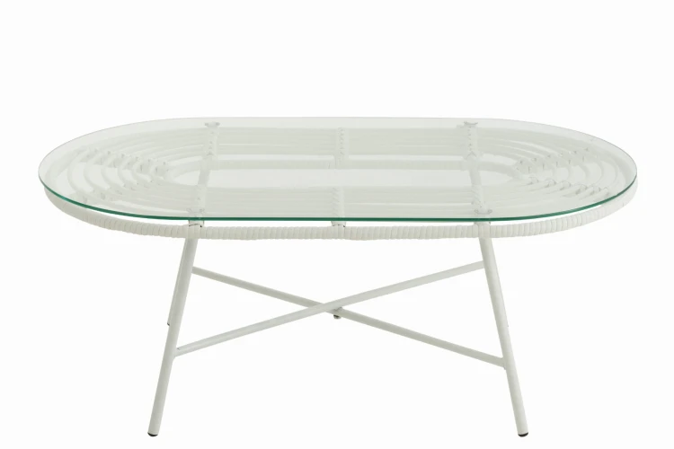 stolik ogrodowy lounge oval metal szkło white j-line