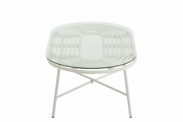 stolik ogrodowy lounge oval metal szkło white j-line