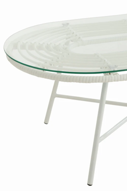 stolik ogrodowy lounge oval metal szkło white j-line