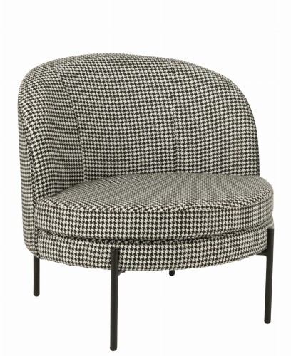 fotel minimalistyczny w pepitkę czarno-biały j-line
