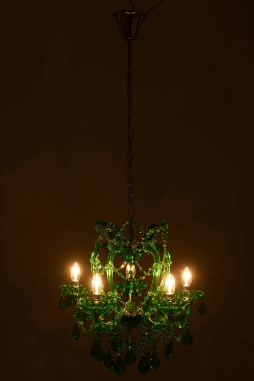 żyrandol glamour kryształki szmaragdowa zieleń j-line