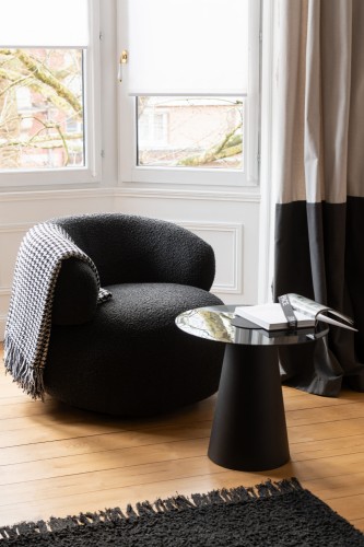 fotel japandi obrotowy swivel round black j-line