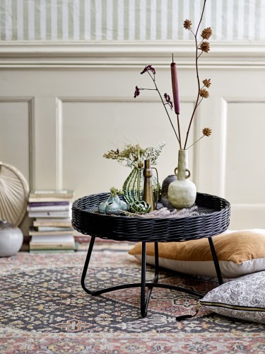 stolik kawowy z rattanu Hattie black bloomingville