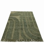 dywan wełniany z frędzlami w kolorze khaki j-line