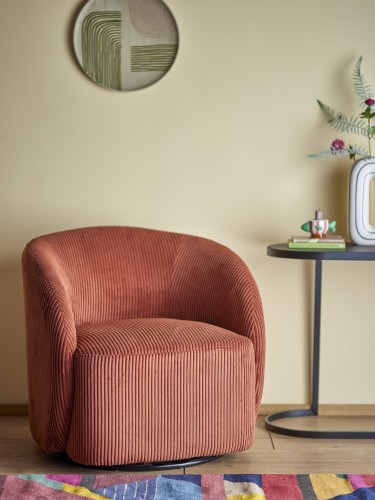 fotel obrotowy pradi z tkaniny sztruks pomarańczowy bloomingville