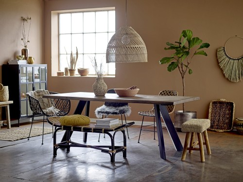 krzesło boho rattan czarne bloomingville