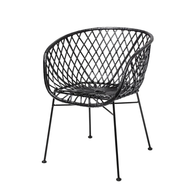 krzesło boho rattan czarne bloomingville