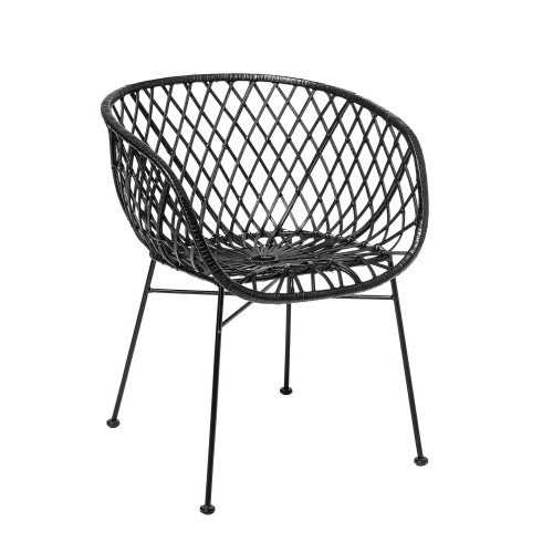 krzesło boho rattan czarne bloomingville