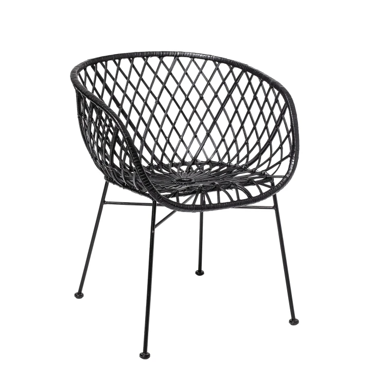 krzesło boho rattan czarne bloomingville