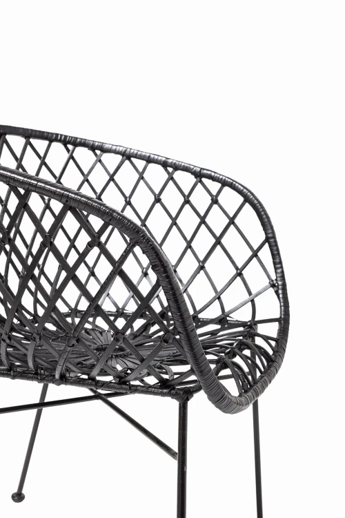 krzesło boho rattan czarne bloomingville
