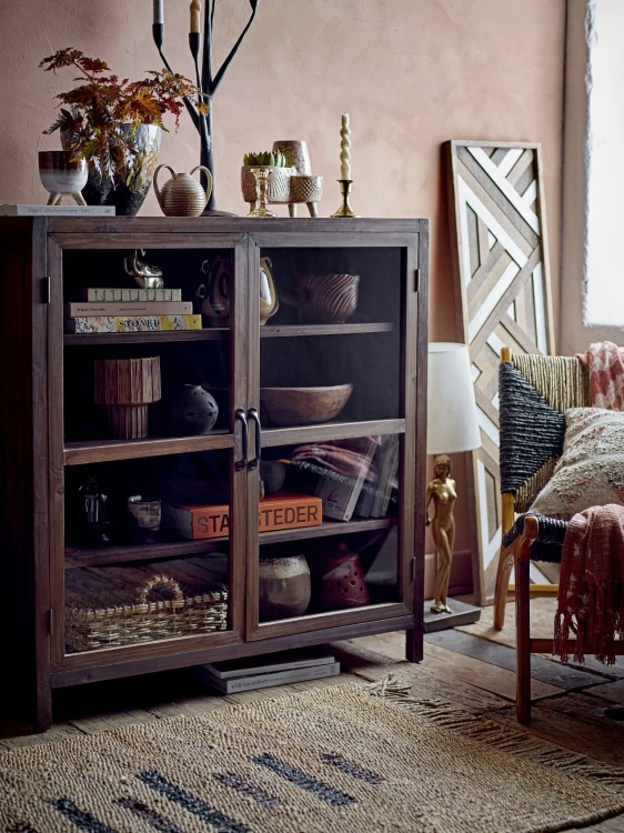 fotel lounge grant drewno tekowe natural black bloomingville