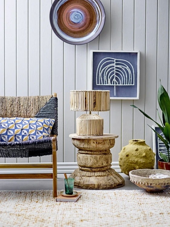 fotel lounge grant drewno tekowe natural black bloomingville