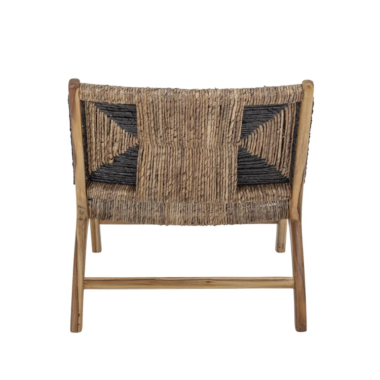 fotel lounge grant drewno tekowe natural black bloomingville