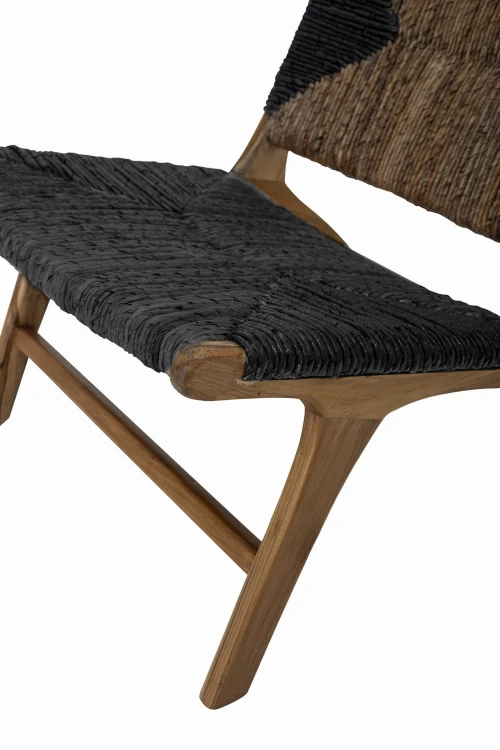 fotel lounge grant drewno tekowe natural black bloomingville